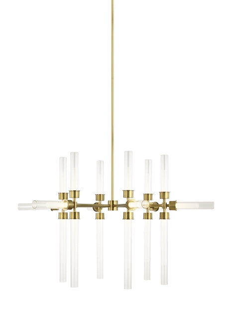 Modern Linger LED Chandelier In Natural Brass