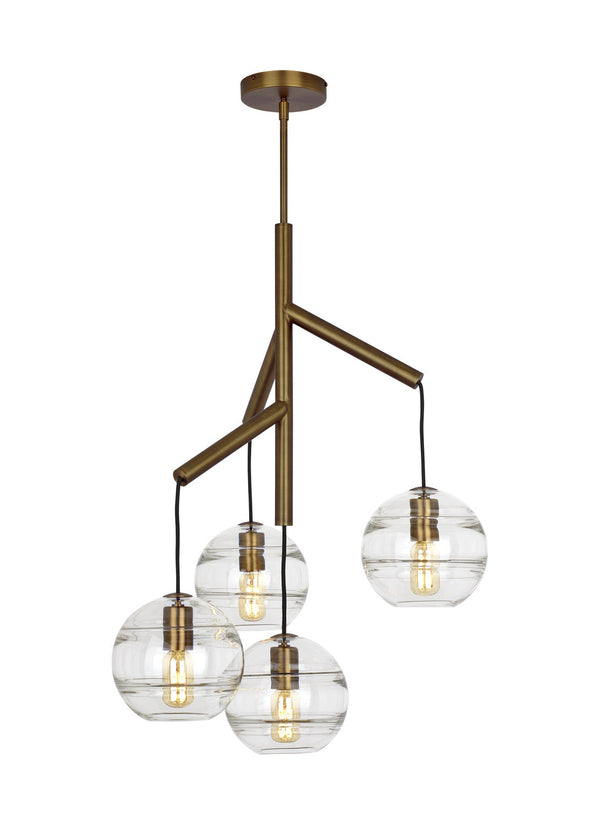 Serena  Four Light Chandelier In Aged Brass