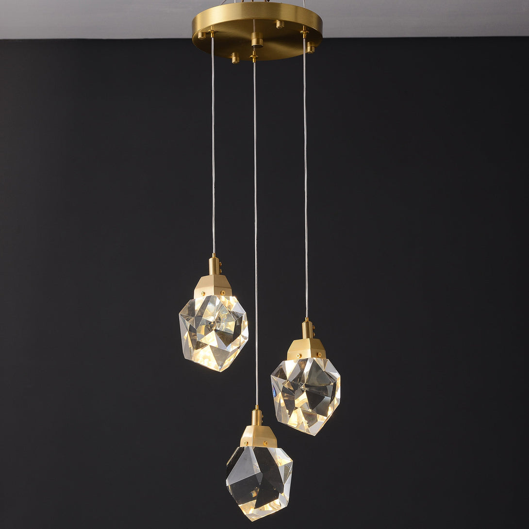 Round Polygonal Chandelier 3 Lights