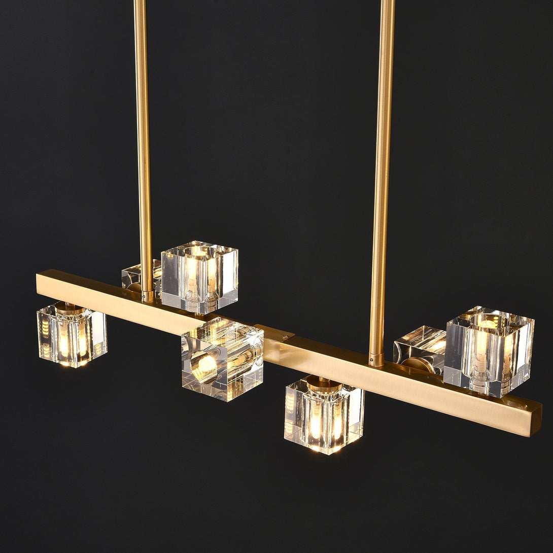 Line Cube Crystal Chandelier