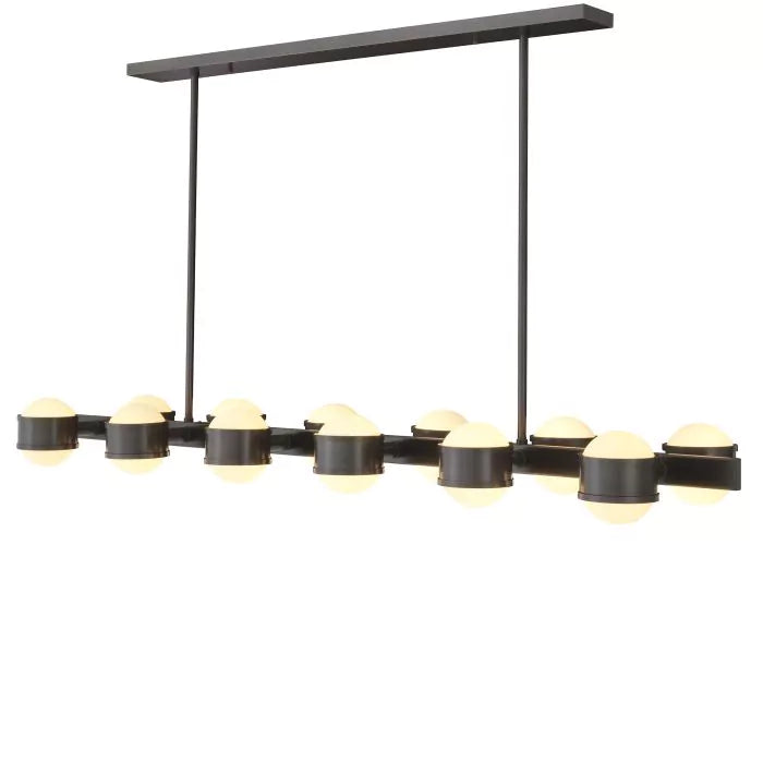 Aldo Modern Chandelier - (Bronze Highlight Finish | White Glass) 