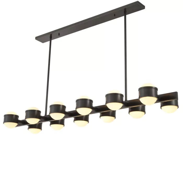 Aldo Modern Chandelier - (Bronze Highlight Finish | White Glass) 