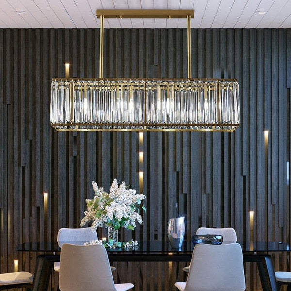 Dynamic Rectangular Crystal Chandelier