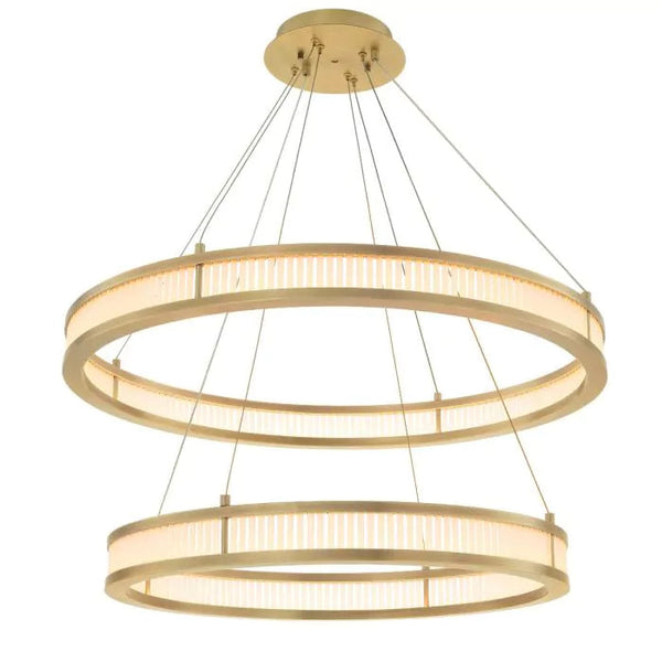 Daming Double Modern Brass Chandelier (Antique Brass & Frosted Glass Finish)