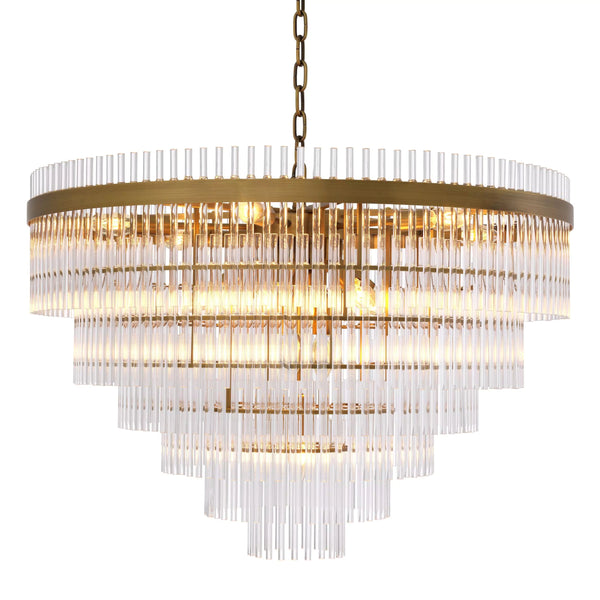 Marais Single Modern Glass Chandeliers (Antique Brass Finish/Clear Glass)