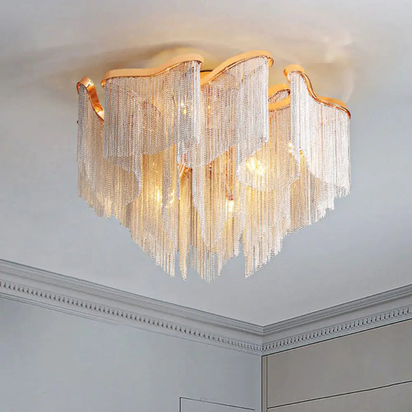 Cadena Flush Mount Chain Tassel Chandelier