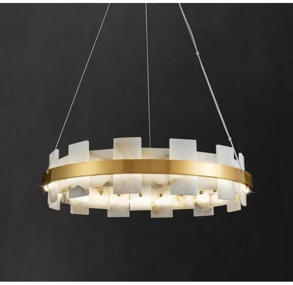 Alabaster Glo Modern Round Chandelier