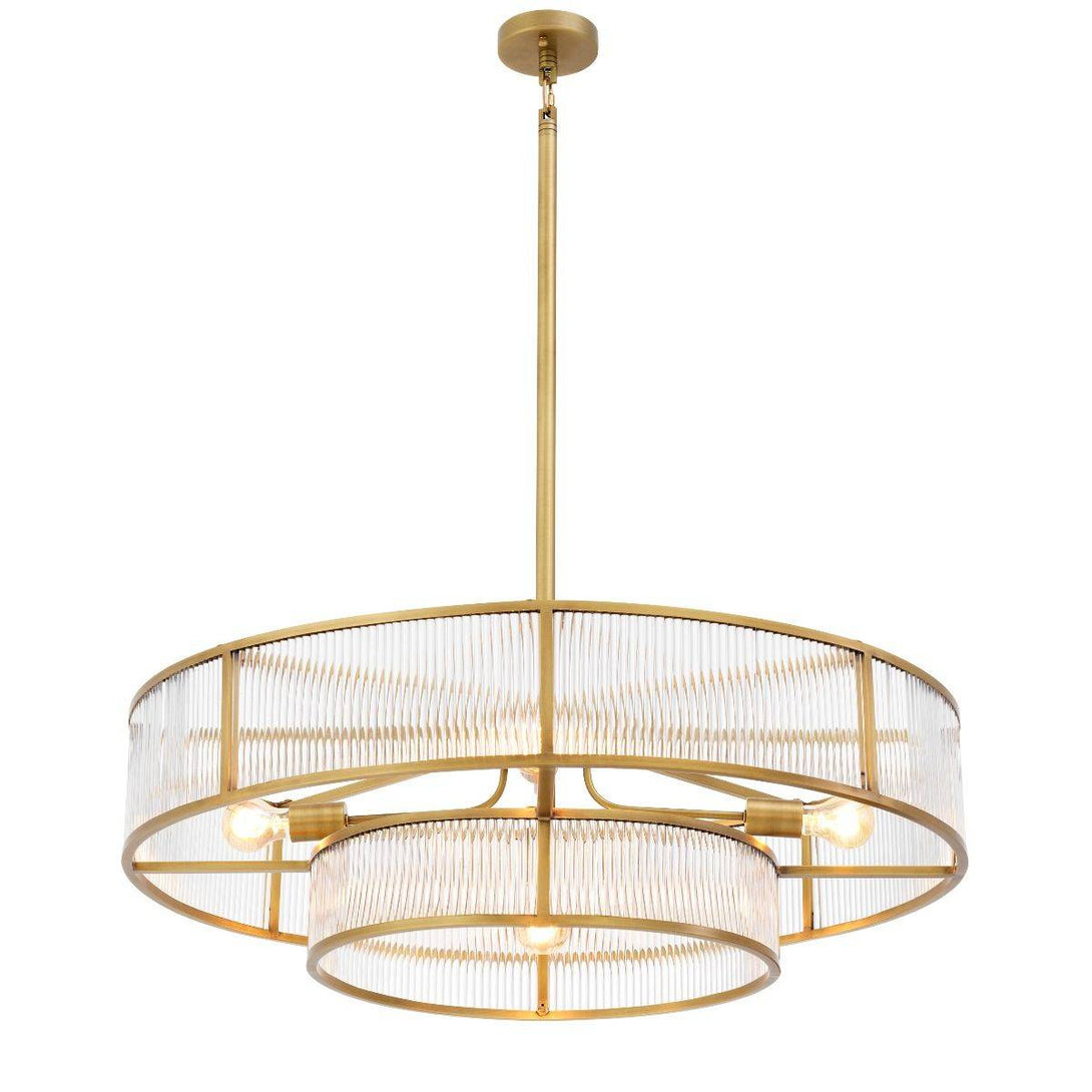 Marais Modern Brass Round 2-tier Chandelier 5 lights - D 90cm