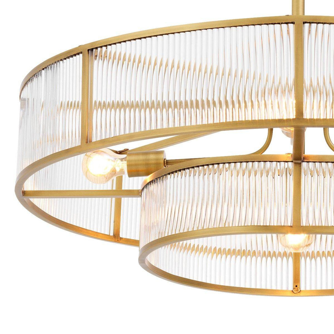 Marais Modern Brass Round 2-tier Chandelier 5 lights - D 90cm