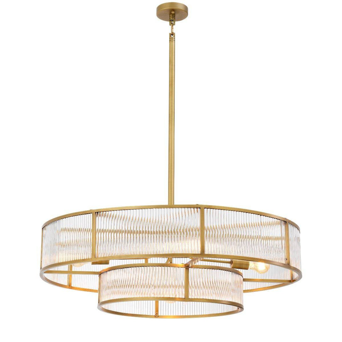 Marais Modern Brass Round 2-tier Chandelier 5 lights - D 90cm