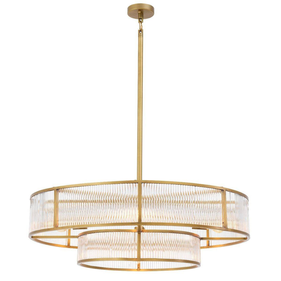 Marais Modern Brass Round 2-tier Chandelier 5 lights - D 90cm