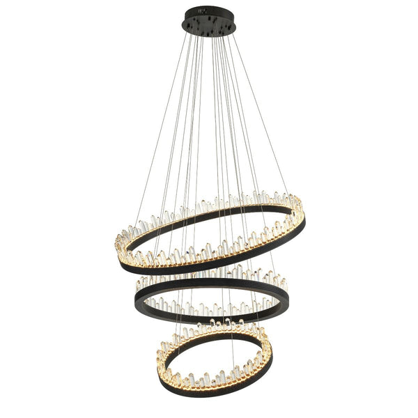 Randall Modern Glass Chandelier - [Dark Bronze Finish w/ Clear Glass] 