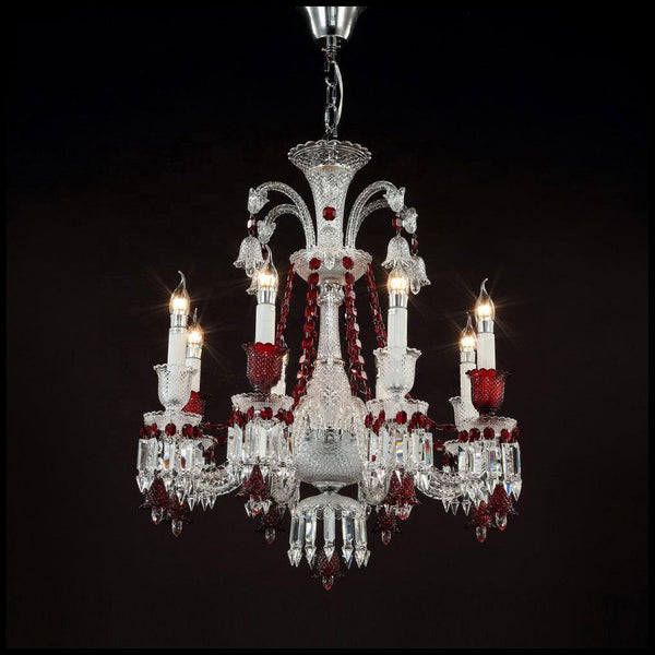 Fanci Red K9 Crystal Classic Chandelier 8 Lights For Living Room