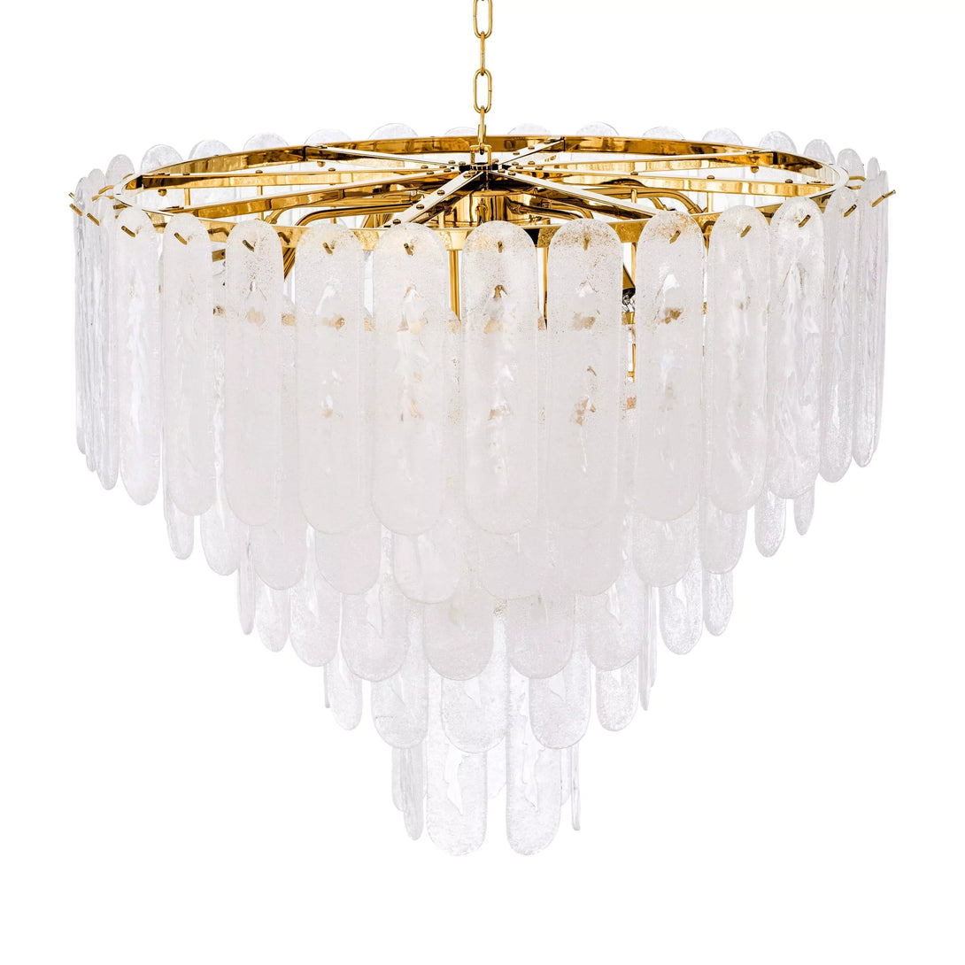 Riveria Modern Chandelier - (Gold Finish | Frosted Glass)