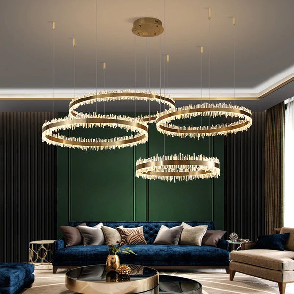 Rock Crystal Rings Luxury Chandelier