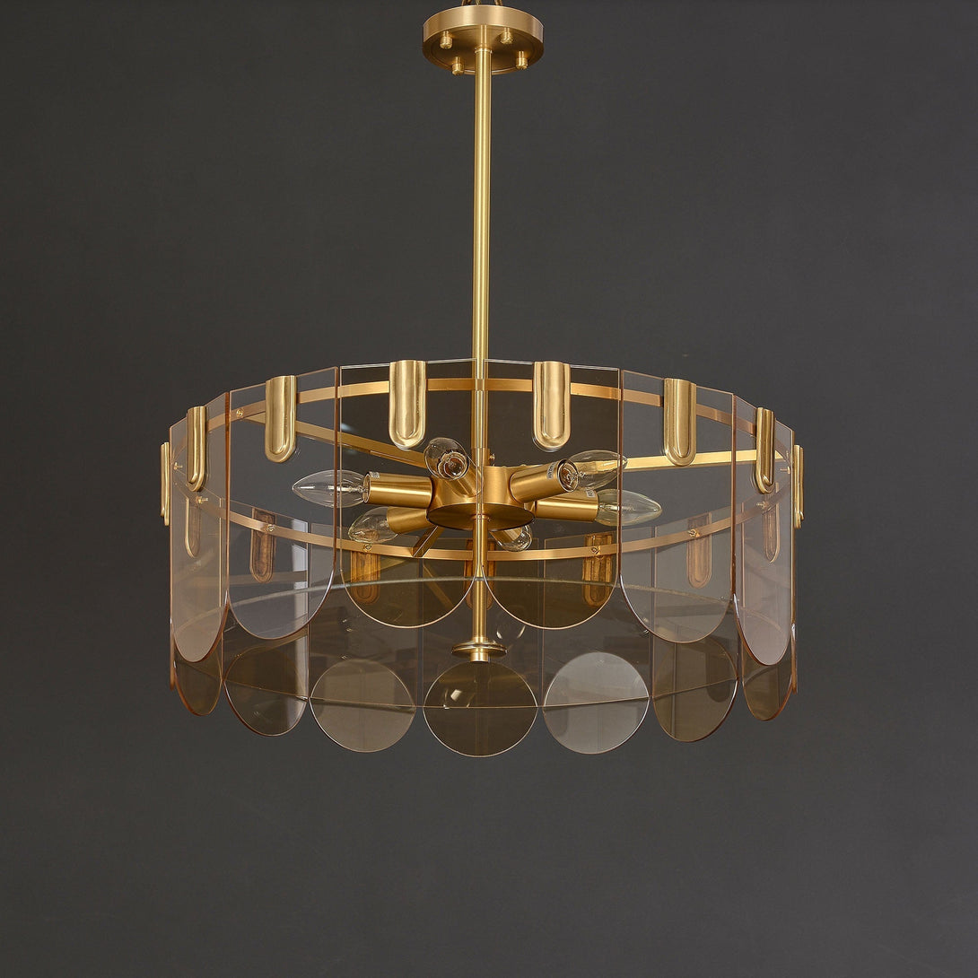 Evale Brass Glass Chandelier