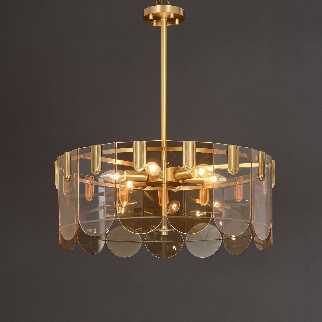 Evale Brass Glass Chandelier