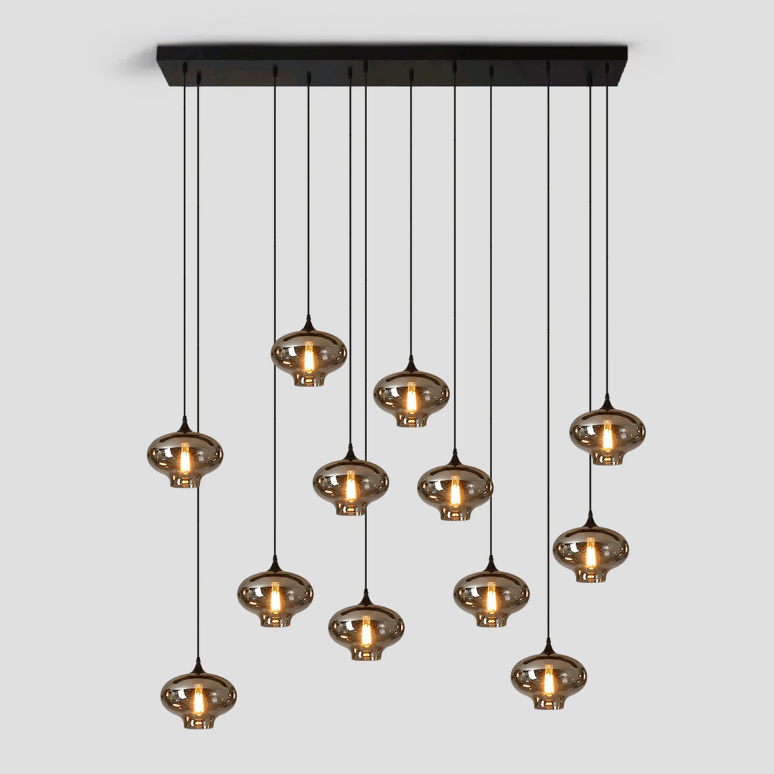 Nola Rectangular Multi-headed Glass Chandelier for Models Coffee, Dining Bar/Table Scandinavian 