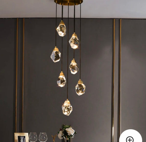 Stones Multiple Irregular Crystal Chandelier(10 crystals with cords)