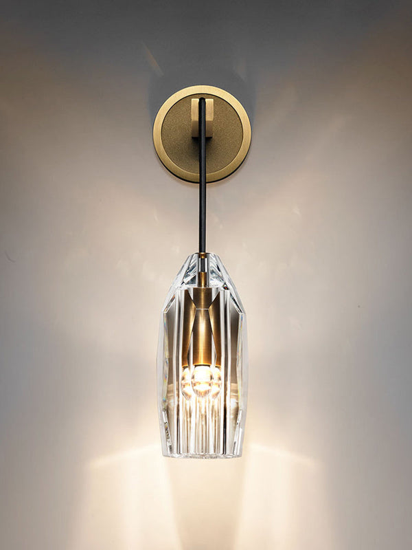 Modern Faceted Crystal Pendant Wall Sconce