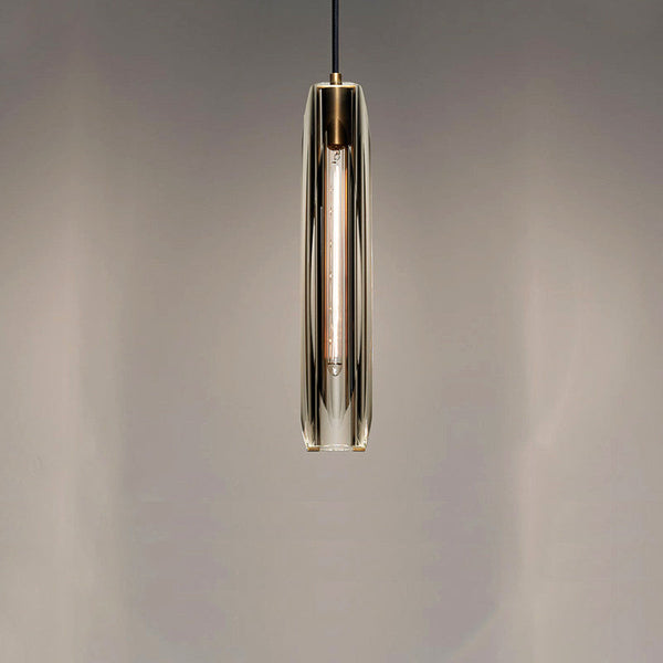 Modern Smoky/Clear Crystal Pendant Light